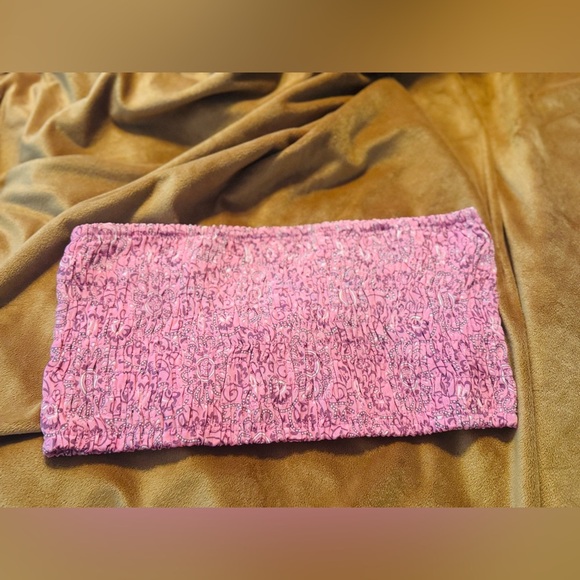 NWT RAGA Pink Smocked Tube Top - Picture 2 of 3